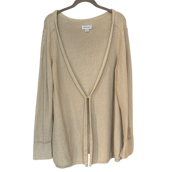 Avenue‎ Shimmer Cardigan Open Front Knit Metallic Gold Plus Size 14/16 - Picture 1 of 5